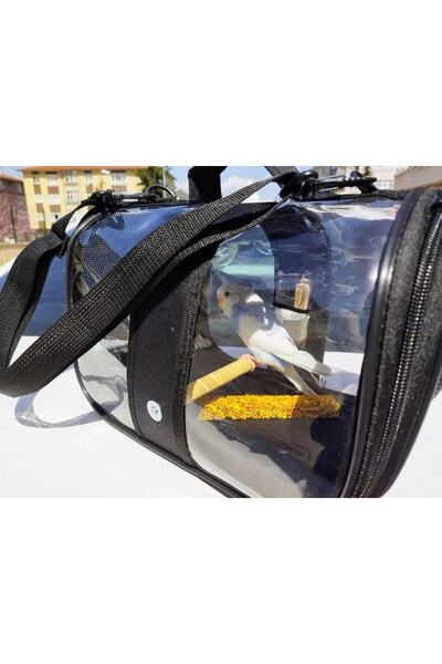 ENS PLASTİK Kuş Taşıma Çantası Suluklu Tünekli 32x22x20 Orta Boy 1. Kalite,- Siyah