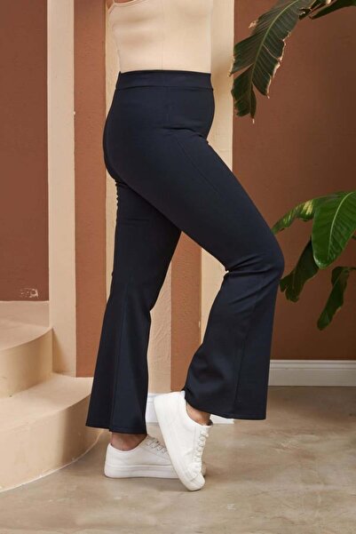 RMG Spanish Leg Large Size Winter Navy Blue Steel Knitted Leggings