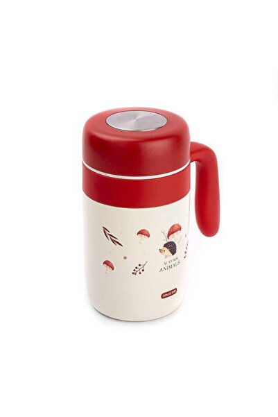Tantitoni TANTİTONİ OKADI RED PATTERNED STAINLESS STEEL THERMOS WITH HANDLE 460ML