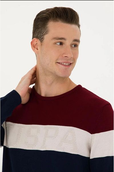 U.S. Polo Assn. Мъжки пуловер в бордо и червено G081GL0TK.000.1678263.VR014