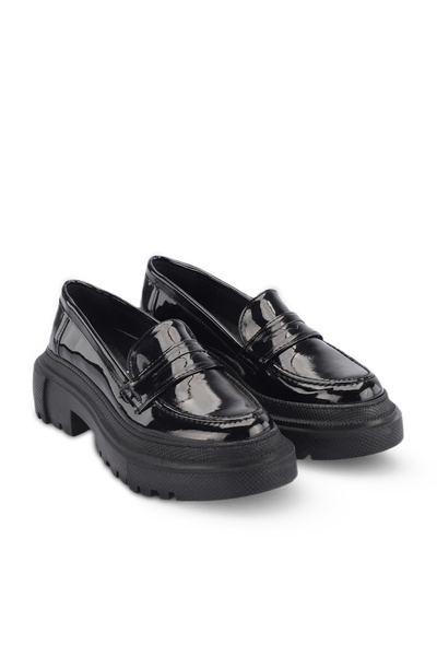 İncim ®| Pantofi de damă Nox, negri, cu înălțime de 5 cm, cu talpă groasă, du...