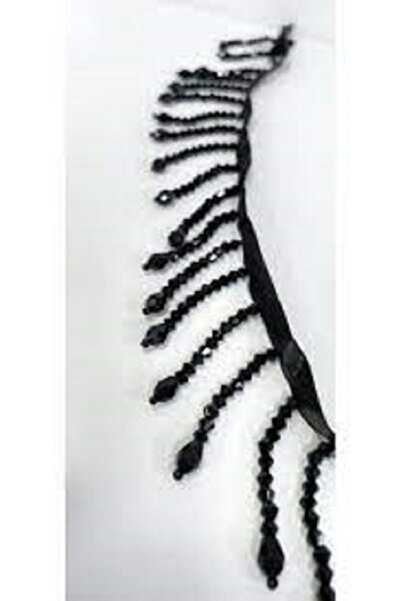 ESRA ŞELEM BLACK BEADED FRINGE RIBBON DECORATIVE RIBBON