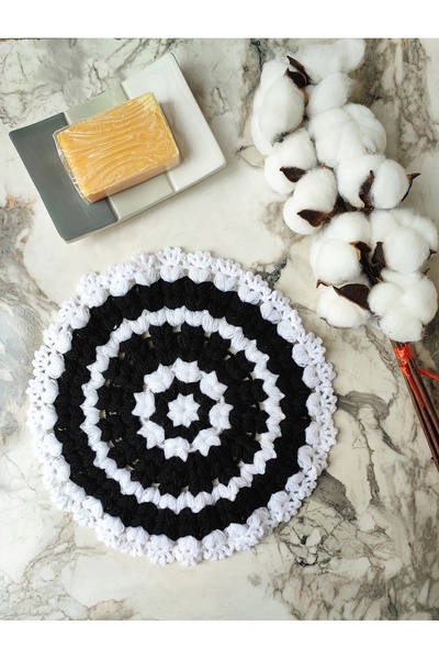 mbmh made by may hand El Örmesi Siyah-beyaz Yuvarlak Yumuşacık Banyo Lifi Mad...