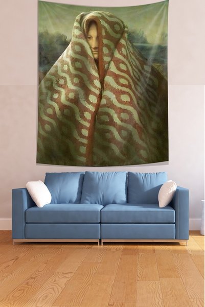 Latibule Mona Lisa with Blanket Stain Resistant Fabric Wall Cover Wall Carpet...