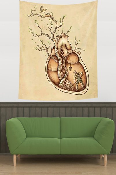 Latibule Nature in the Heart and Bird's Nest Stain Resistant Fabric Wall Clot...