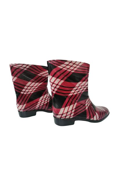 Gülsoy Red Checkered Women's Ultra Light Non-Slip Sole Rain Boots
