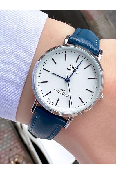 Q&Q QZ5571J99Y Leather Band Women's Wristwatch