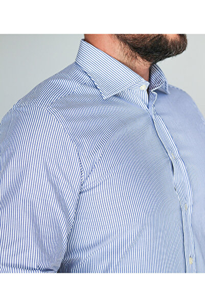 Camicissima Blue Striped Regular Fit Men's Shirt