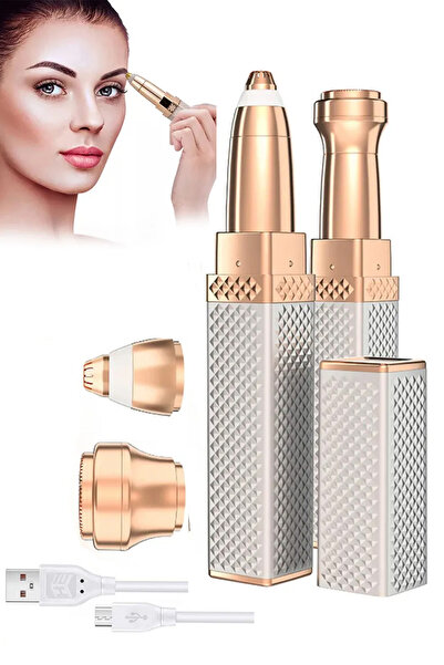 Mobee Yeni Nesil Luxury 2 Başlıklı Şarjlı Işıklı Kaş Bıyık Yüz Çevresi Kadın Tüy Epilasyon Traş Makinesi