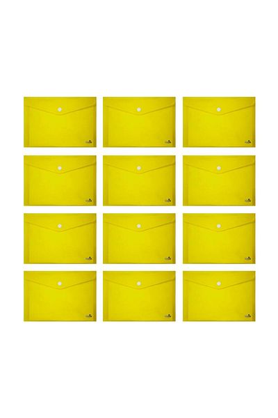 Umix Snap Fastener A4 Envelope File Neon Yellow 12 Pieces