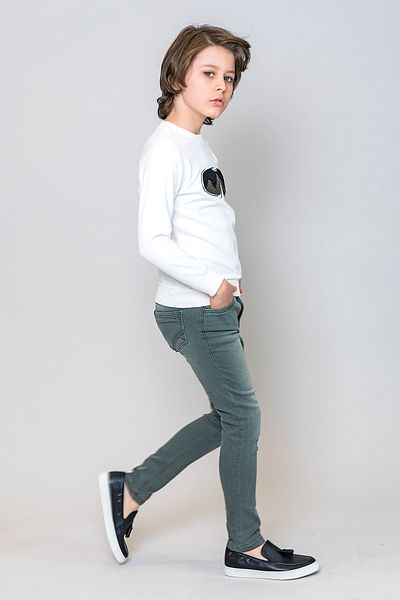 incity Kids Boy Glasses Embroidered Detailed Ecru Sweatshirt