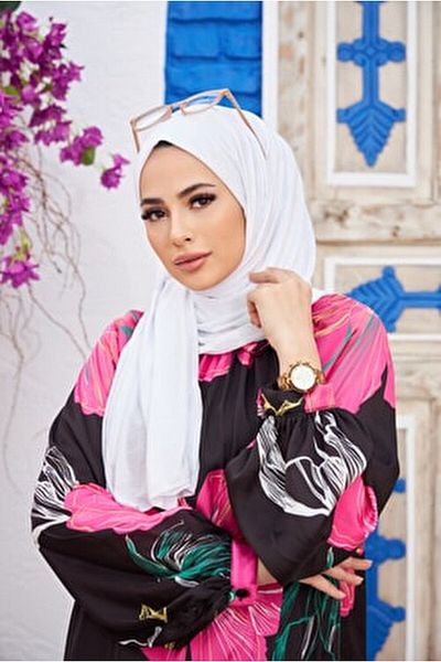 feronis Hijab Women's Combed Cotton Shawl Model _ White