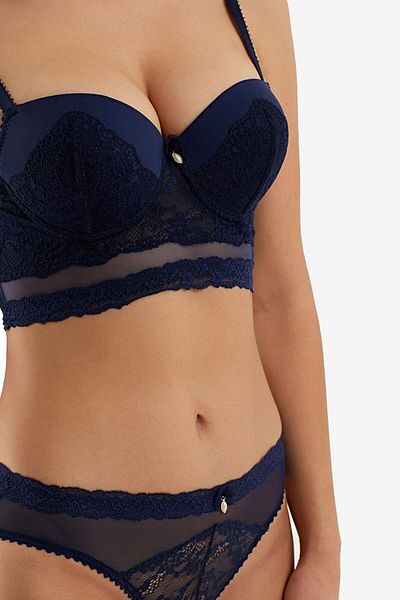AYYILDIZ 564 Marineblaues Push-up-Bralet-Set