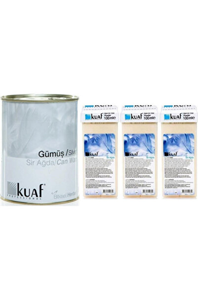 Kuaf Konserve Sir Ağda Gümüş 800 Gr + Kuaf Pudra Kartuş Ağda 3 Adet