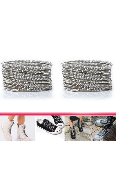 AiryFooT بوت كريستال لامع ورباط حذاء بدون أطراف 120 سم 1 زوج (فضي)