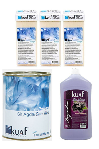 Kuaf Konserve Sir Ağda Pudra 800 Gr + Kuaf Pudra Kartuş Ağda 3 Adet+ Ağda TemizlemeSuyu Böğütlen