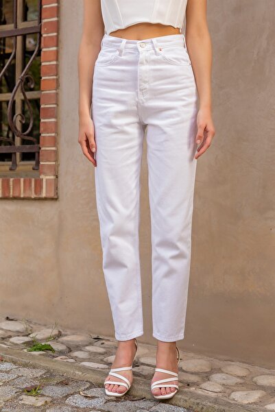 ByCukurovaFrango Pantaloni de jeans Monera Off-White (cumpărați o mărime mai ...