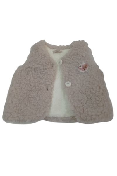 Dandini Buttoned Fleece Baby & Kids Soft Plush Vest Ecru