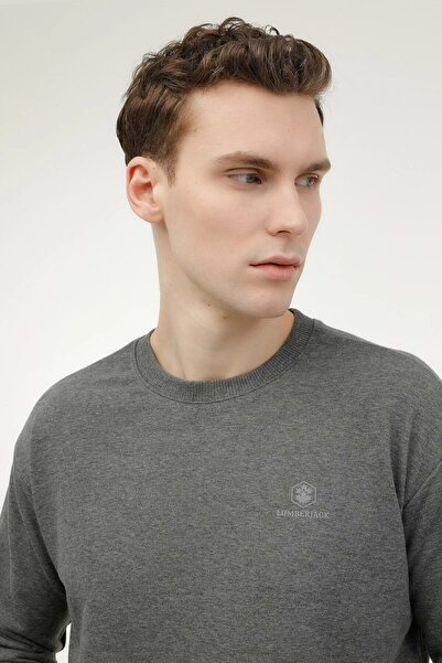 lumberjack M-SN75 BSC C NECK SW 3PR ERKEK SWEATSHİRT - GRİ - XXL - ST06613-GRİ-XXL