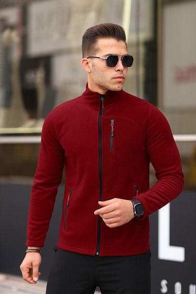 Kozik Claret Red Ανδρικό Softshell Fleece με πλήρες φερμουάρ Standard Fit 3 τσέπες Ανδρικό Fleece Outdoor