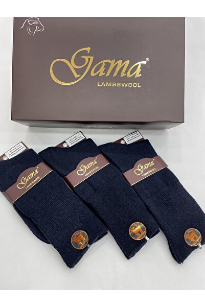 Gama Çorap 3 Pieces of Genuine Lamb Wool Elasticless (Diabetic) Thick Winter Men's Socks