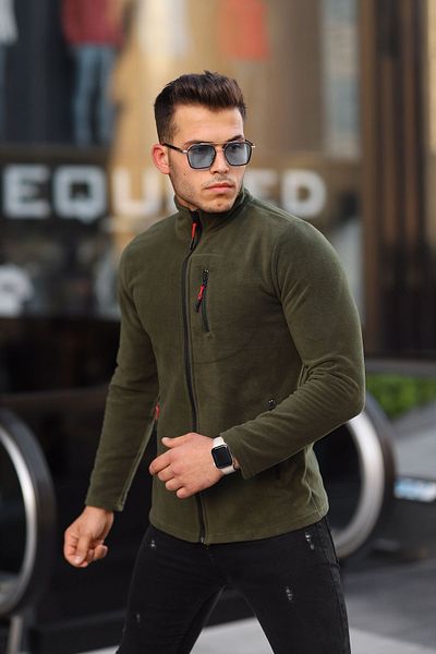 Kozik Σκούρο πράσινο Shoftsell Ανδρικό Fleece Standard Casual Πλήρες φερμουάρ Άνετο 3 τσέπες Ανδρικό Fleece Outdoor