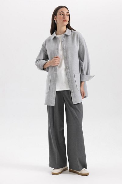 DeFacto Relax Fit Gabardine Long Sleeve Shirt Tunic B0285ax23wn