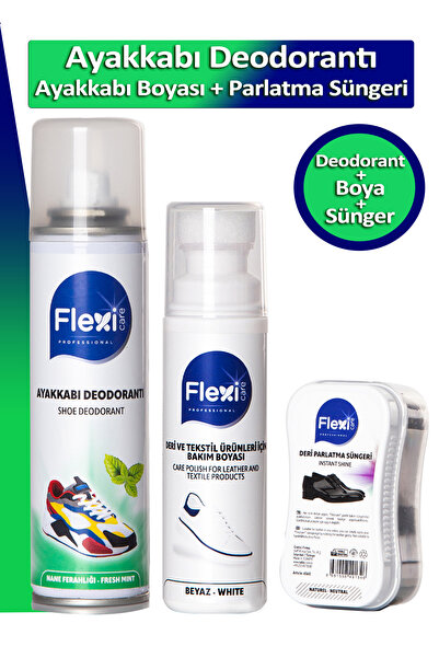 FLEXİCARE Beyaz Spor Deri Ve Kumaş Ayakkabı Boyası & Ayakkabı Koku Giderici D...