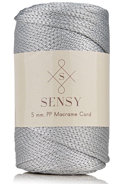 SENSY 5 mm - 400 gr frânghie din poliester macrame gri deschis 95 m frânghie din poliester macrame frânghie de încărcare și ață pentru sac
