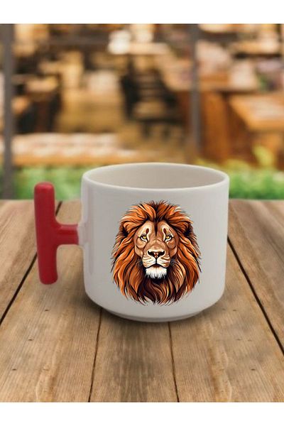 lili hediyelik Lion Design Coffee Cup Ceramic Mug - Ceramic Tea, Coffee Gift Cup