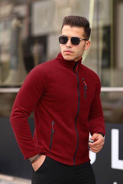 Kozik Claret Red Ανδρικό Softshell Fleece με πλήρες φερμουάρ Standard Fit 3 τσέπες Ανδρικό Fleece Outdoor