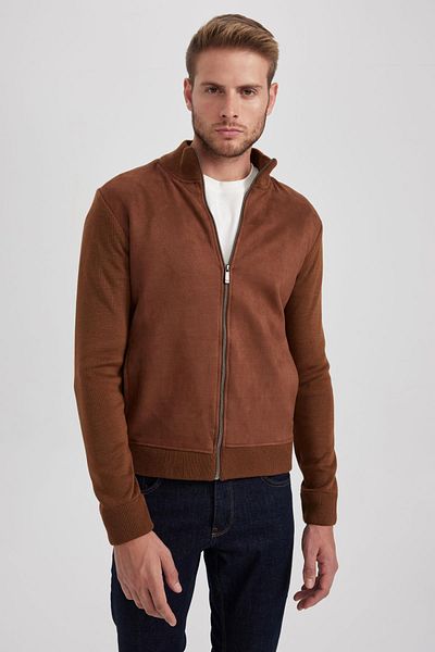 DeFacto Stand Collar Pocket Zippered Slim Fit Knitwear Cardigan - X7441Az23Au