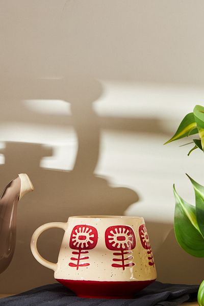 Emsan 480 ml Claret Red Ethnic Grass Mug