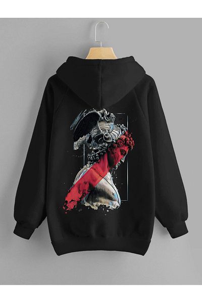 DEEPSENCE Unisex Hooded Sweatshirt Apollo Back Print Black