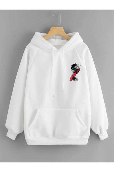 DEEPSENCE Unisex Hooded Sweatshirt Apollo Back Print White