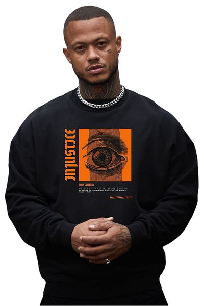 BENROMA Unisex Eye Printed Crew Neck Sweat