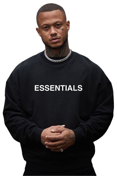 BENROMA Unisex Essentıals Printed Crew Neck Sweat