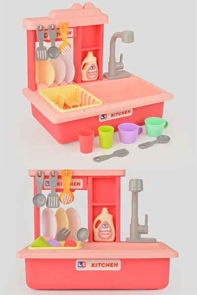 YILDIRIM OYUNCAK Pilli İnteraktif Lavabo Seti 21 Parça - Su Akıtan Evcilik Mu...