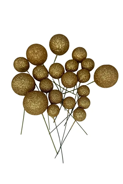PASTRY PLANET Glitter Gold Cake Top Ball Ornament [20 Pieces]