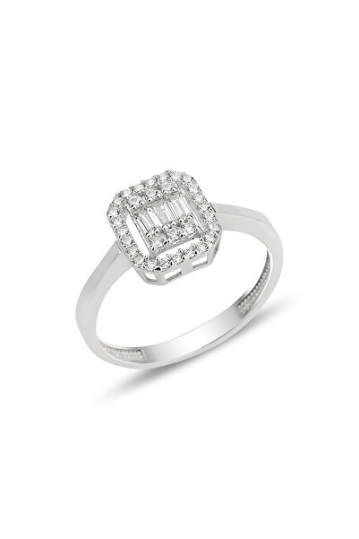 KAR DİAMOND 8 Ayar Altın Baget Taşlı Pırlanta Montürlü Yüzük