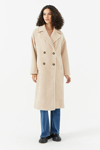 PAULMARK Dvouřadý kabát s límcem s měkkou texturou