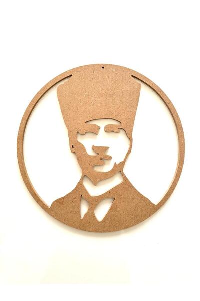 DEKOLOBİ Atatürk Portre boyanabilir 30 cm çap 6 mm ham mdf