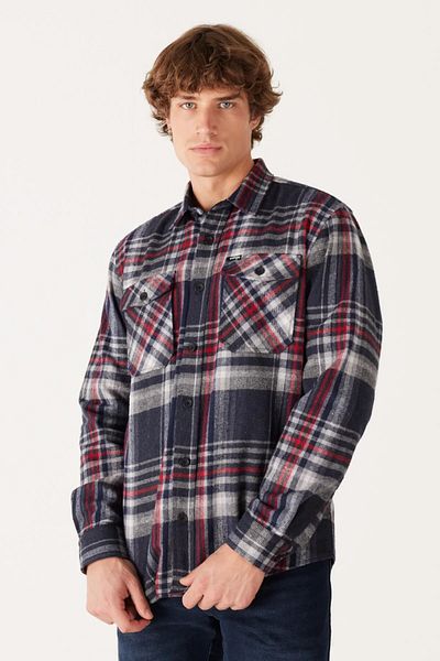 WRANGLER Casual Cut Long Sleeve Anthracite Men's Lumberjack Shirt W232138003