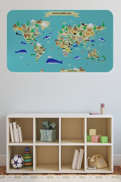 Doğal Tercih 3829 Model Educational World Map - Kids and Baby Room Wall Sticker