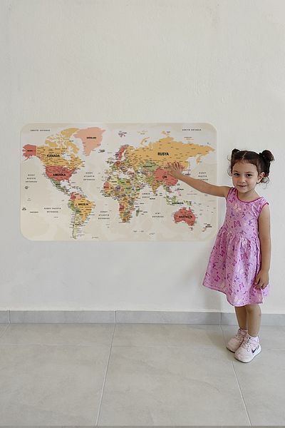 Doğal Tercih Turkish Educational World Map - Atlas, Capital and Country Wall Sticker with Ocean Detail 3837