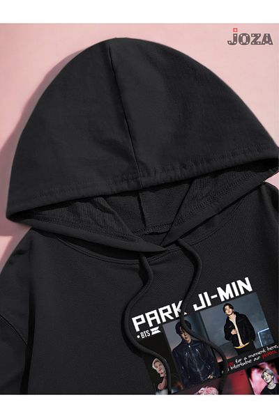 Joza Outdoors Unisex Femei Bărbați Basic Park Jimin Bts Imprimat Negru Raster Glugă Fleece Hanorac
