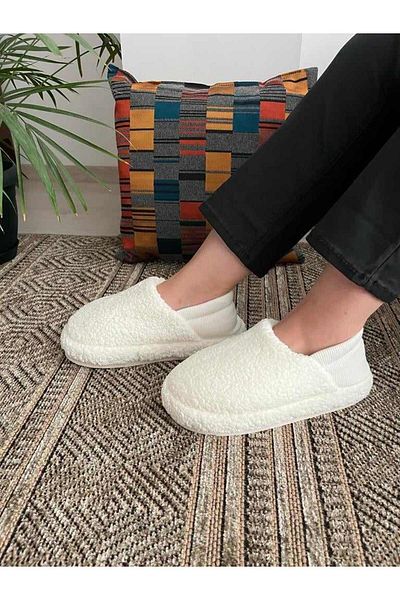 Behtah Kundura Papuci confortabili cu spate elastic, cizme de acasă pentru femei, crețul cald