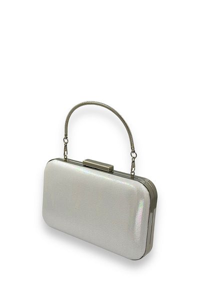 Biçanta Mother of Pearl Ecru Pearl Λευκό Σατέν Βραδινό Φόρεμα Τσάντα Βραδινή Τσάντα Νυφική Τσάντα Clutch Bag