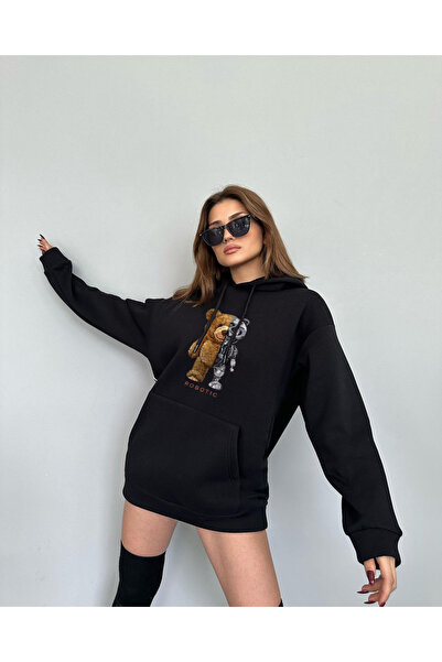 VİPER Oversize kroj Hoodie Robotski Medved Štampano Dukserica