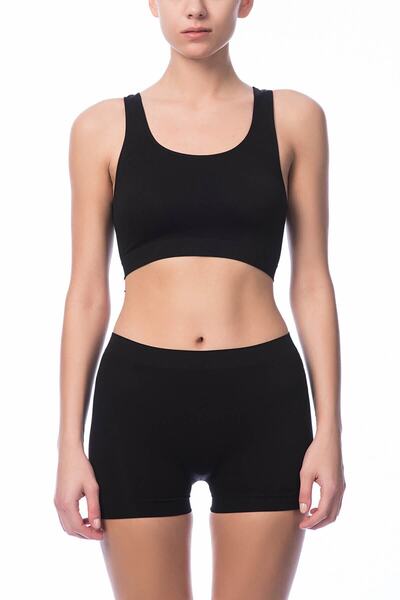 jilly jo شورت نسائي أسود بدون خياطة قابل للتنفس